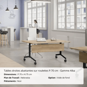 Tables droites abattantes sur roulettes P.70 cm - Gamme Alba - Ambiance