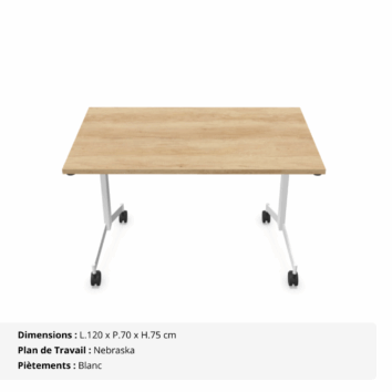 Tables droites abattantes sur roulettes P.70 cm - Gamme Alba - Nebraska