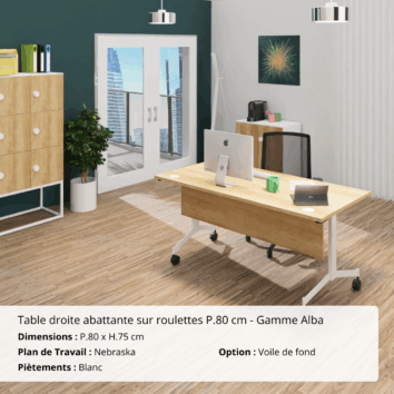 Tables droites abattantes sur roulettes P.80 cm - Gamme Alba - Ambiance