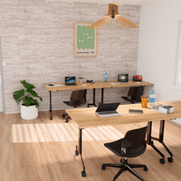 Tables droites abattantes sur roulettes P.80 cm - Gamme Alba - Ambiance simple