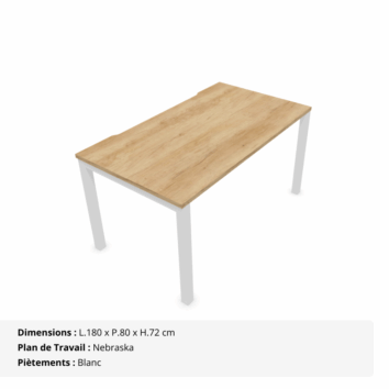 Bureau individuel avec échancrure - P.70 _ 80 cm - Gamme Luna - nebraska