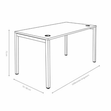 Bureau individuel avec obturateurs - P.70 80 cm - Gamme Luna - dimensions