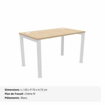 Bureau individuel avec obturateurs - P.70 _ 80 cm - Gamme Luna - chêne fil