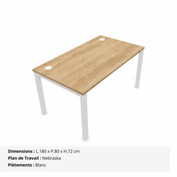 Bureau individuel avec obturateurs - P.70 _ 80 cm - Gamme Luna - nebraska