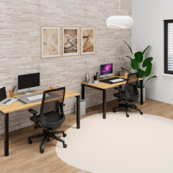 Bureau individuel avec plateau coulissant et échancrure - P.70 80 cm - Gamme Luna - ambiance simple