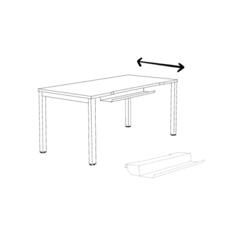 Bureau individuel avec plateau coulissant et échancrure - P.70 _ 80 cm - Gamme Luna - système