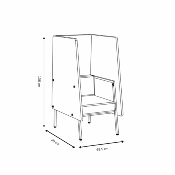 Canapé confidentiel 1 place - Gamme Eclipse - dimensions