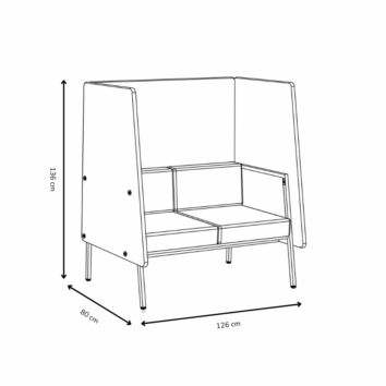 Canapé confidentiel 2 places - Gamme Eclipse - dimensions