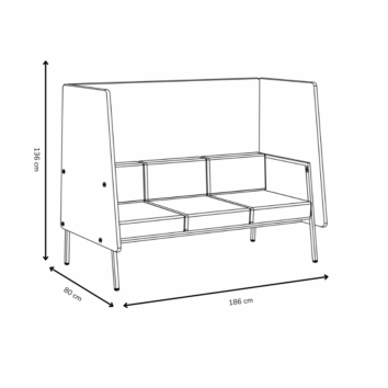 Canapé confidentiel 3 places - Gamme Eclipse - dimensions