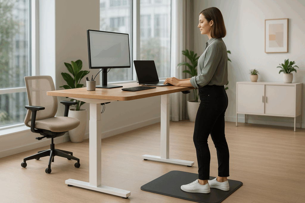 bureau assis debout avec femme debout