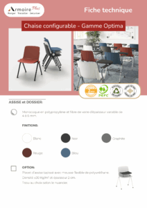 Fiche technique Chaise configurable - Gamme Optima