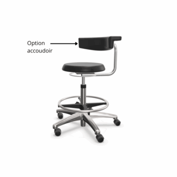 Option accoudoir - Tabouret d'atelier - en polyuréthane ou en bois - Gamme Épure