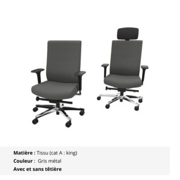 Siège pivotant 24 heures - Gamme Performa - gris métal