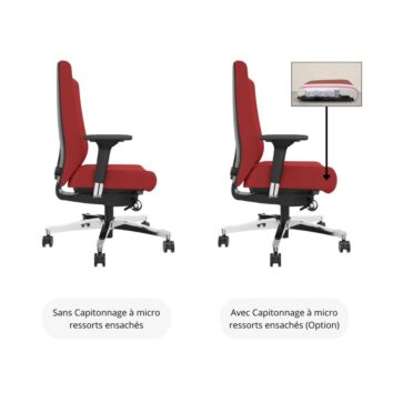 Siège pivotant 24 heures - Gamme Performa - option assise micro ressorts ensachés