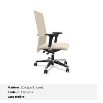 Siège pivotant 24 heures assise extra large - Gamme Extra - cuir cachemir