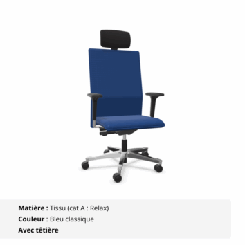 Siège pivotant 24 heures assise extra large - Gamme Extra - tissu bleu classique