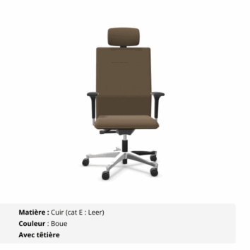 Siège pivotant 24 heures assise extra large - Gamme Extra - tissu boue