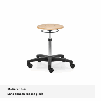 Tabouret d'atelier - Gamme Épure - Bois sans repose pieds