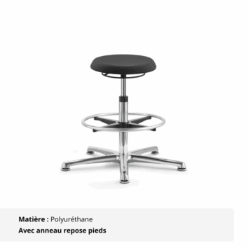 Tabouret d'atelier - Gamme Épure - polyuréthane avec repose pieds
