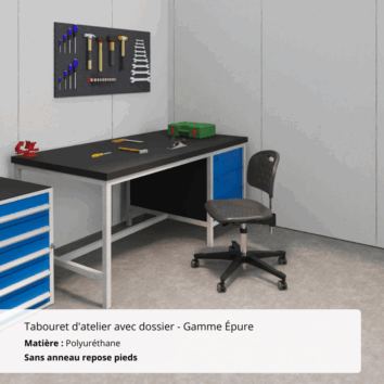 Tabouret d'atelier avec dossier - Gamme Épure - ambiance