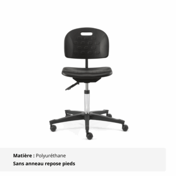 Tabouret d'atelier avec dossier - Gamme Épure polyuréthane sans repose pieds