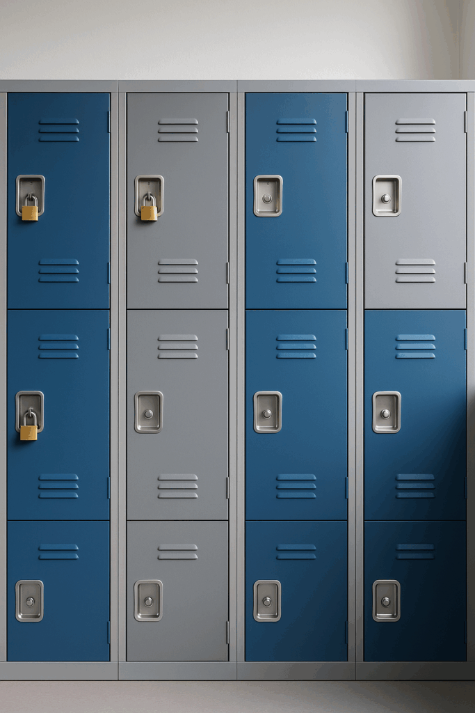 Qu’est-ce qu’un casier métallique Casiers métalliques en acier dans un vestiaire d’entreprise avec différents systèmes de verrouillage.