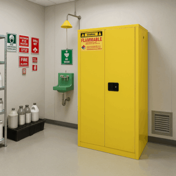 ARMOIRE DE SÉCURITÉ FM POUR PRODUITS INFLAMMABLES - HAUTE 2 PORTES - 228L