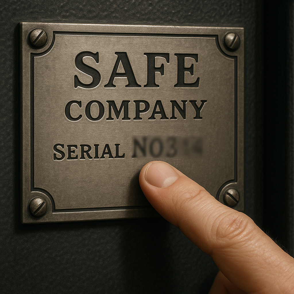 Contactez le fabricant Plaque signalétique numéro série coffre-fort Hartmann contact fabricant service après-vente