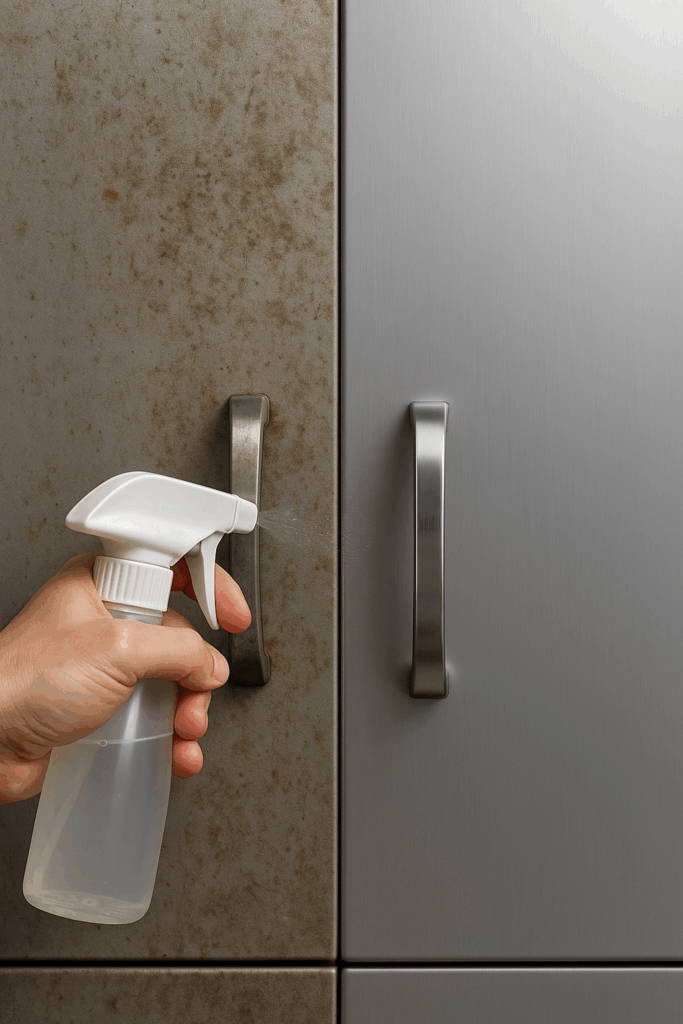 Nettoyer une armoire très sale (avant après) Traitement des taches tenaces sur armoire métallique avec vinaigre et bicarbonate