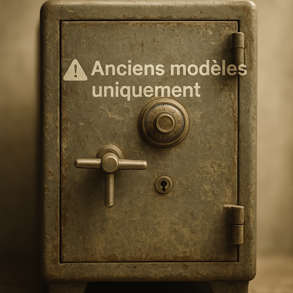 Tentatives manuelles (anciens modèles uniquement) Ancien coffre-fort non certifié vintage méthodes obsolètes inefficaces coffres modernes