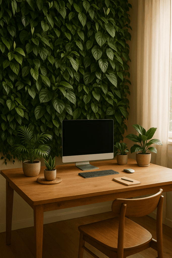 Biophilic Design Living Office Design biophilique bureau avec mur végétal et plantes d'intérieur