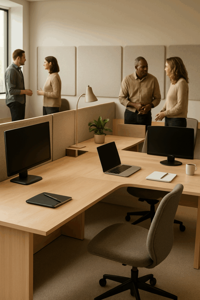 Communication & Collective Workspaces Bureau collectif ergonomique 5 personnes aménagement optimal communication