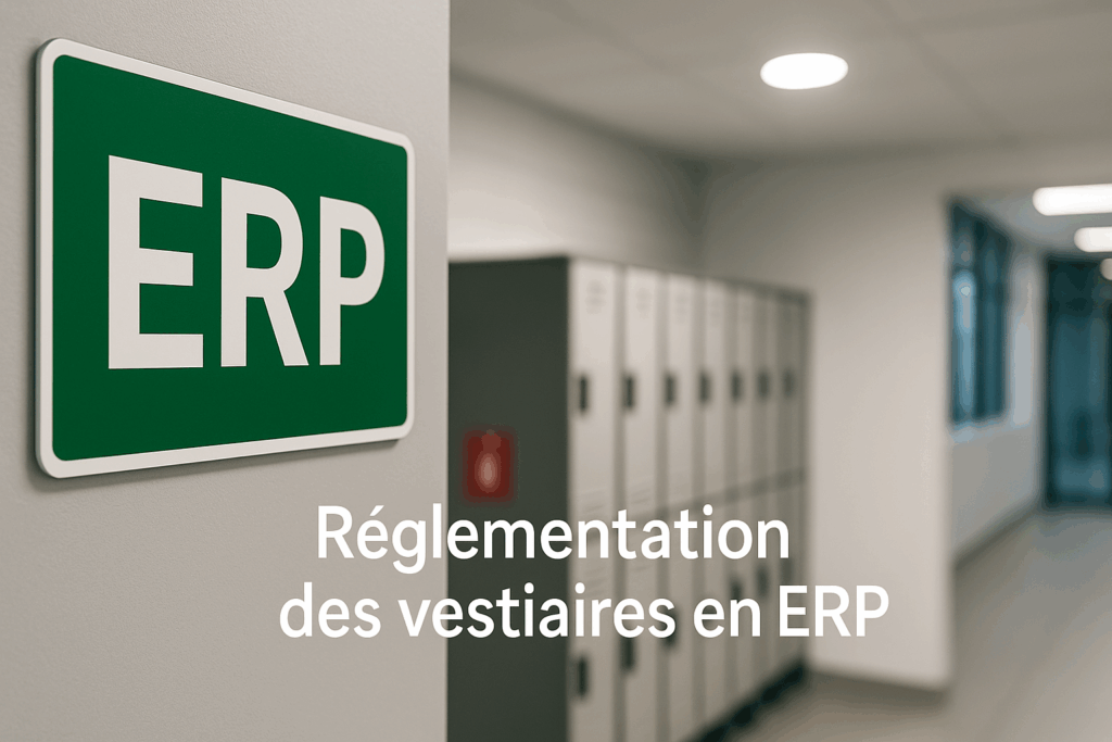 Signalétique ERP et vestiaires métalliques dans un établissement recevant du public
