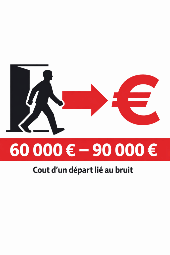 Turnover et recrutement Coût turnover lié au bruit open space entre 60000 et 90000 euros par départ
