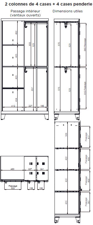 Visitable 2 col 4 cases + penderie plan