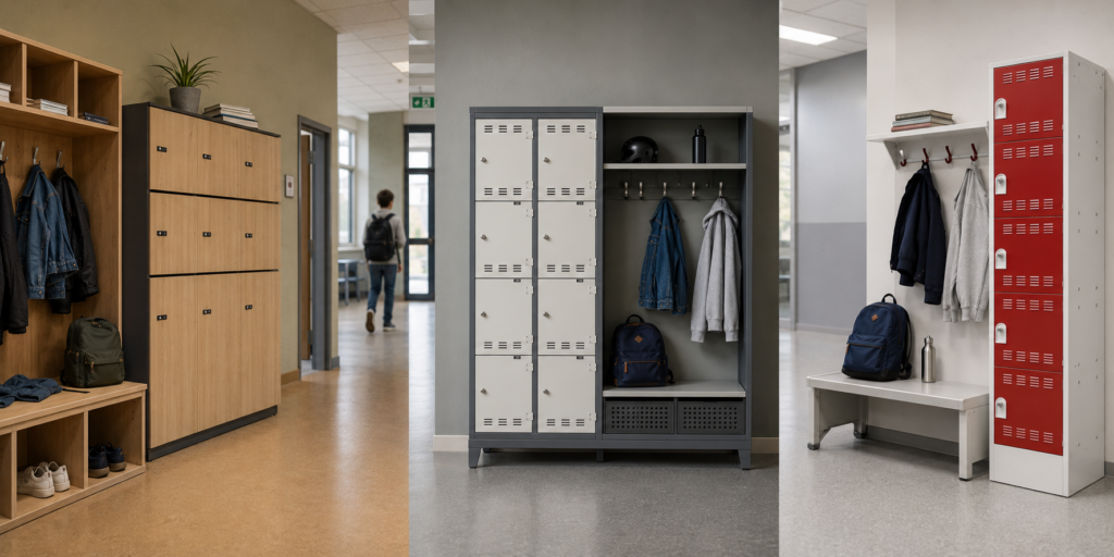comparatif vestiaires bois et métal
