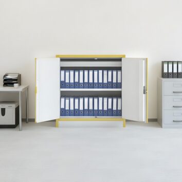 Armoire à documents ignifuge 30 MIN - Comptoir 2 portes avec 1 étagère réglable - TRIONYX - mise en situation