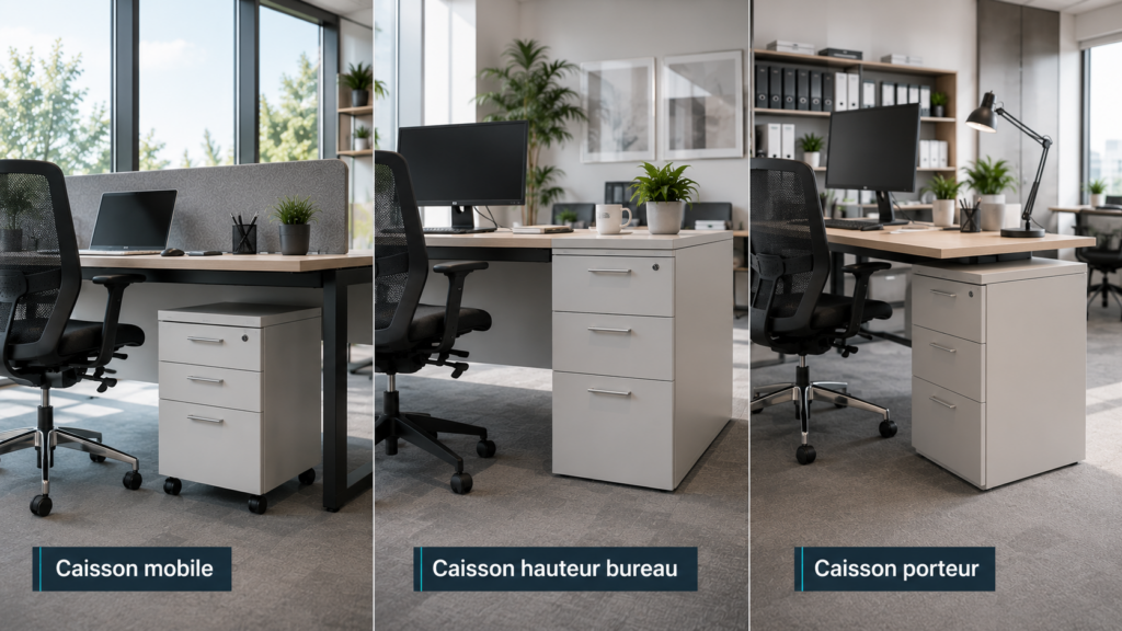 Comparatif de caissons de bureau professionnels : mobile, hauteur de bureau et porteur