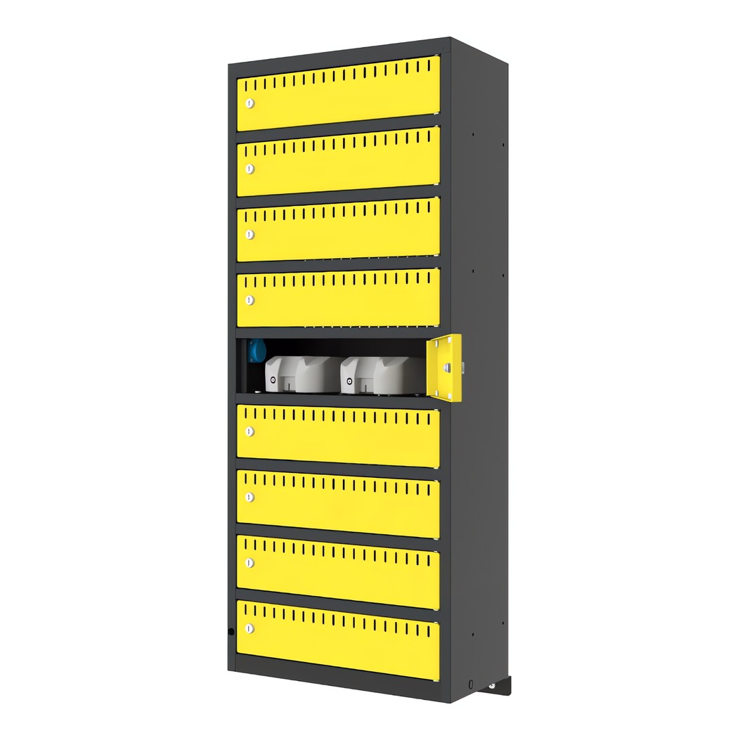 Casier de recharge batterie vélo à poser 9 cases avec compartiment ouvert - Armoire Plus