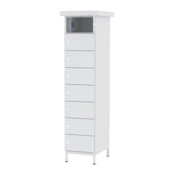 Casier de recharge batterie vélo extérieur 8 cases sur pieds avec casquette anti-pluie - Armoire Plus
