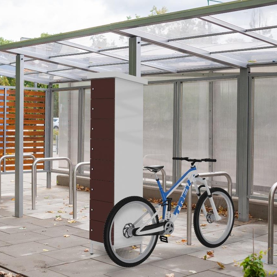Casier de recharge batterie vélo extérieur sous abri vélo - Armoire Plus