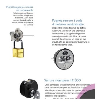 Options de serrure - casier recharge batterie vélo - Armoire Plus