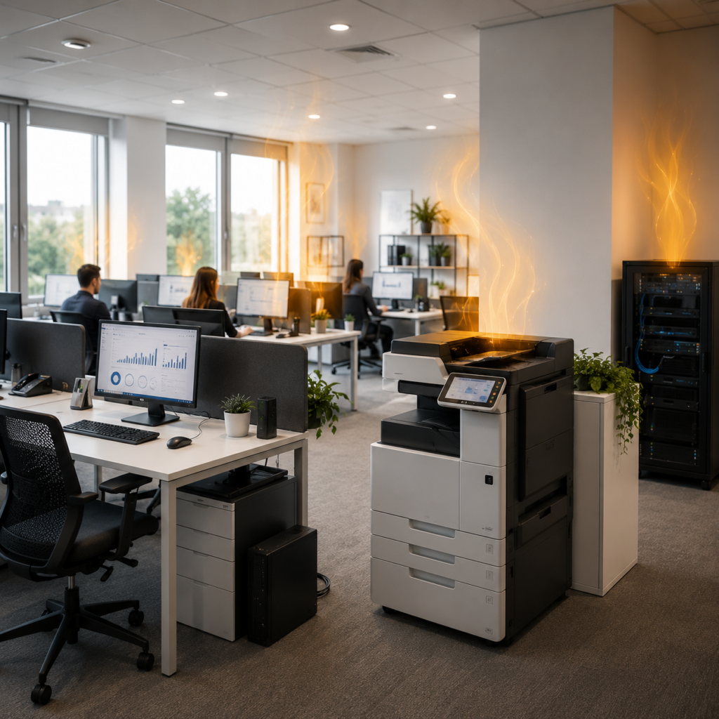 chaleur générées bureau avec appareil électronique générant de la chaleur