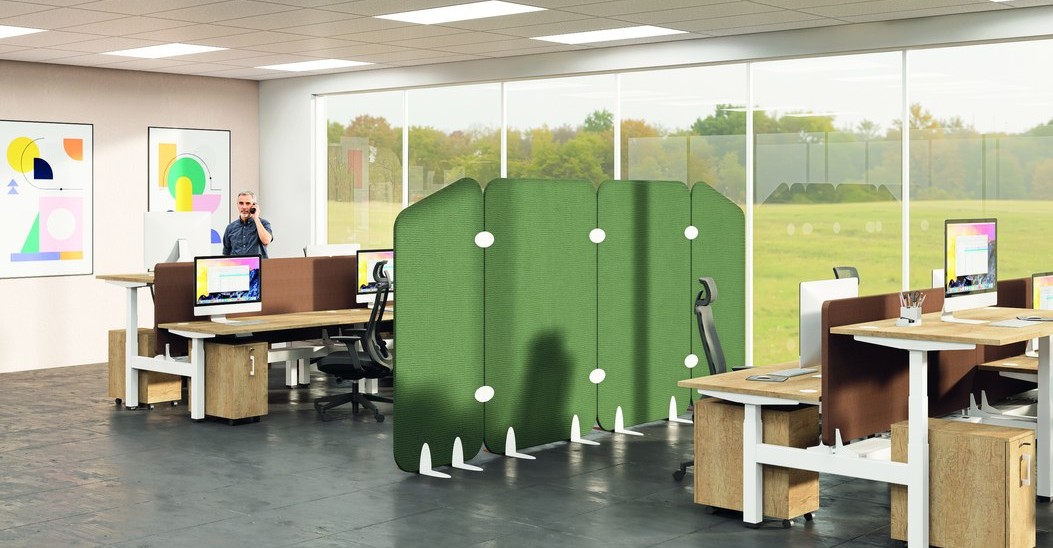 Cloison acoustique tissu Gamme Murmure - coloris Foret en open space