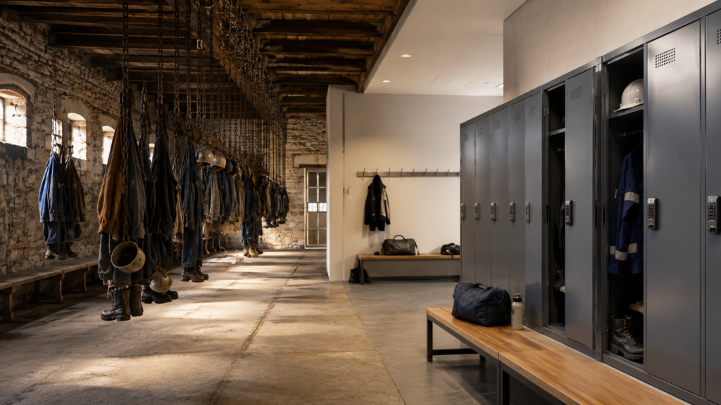 image séparant la salle des pendus historique des casier moderne