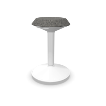 Tabouret assis-debout Gamme Élan – piétement blanc – tissu Step Gris clair