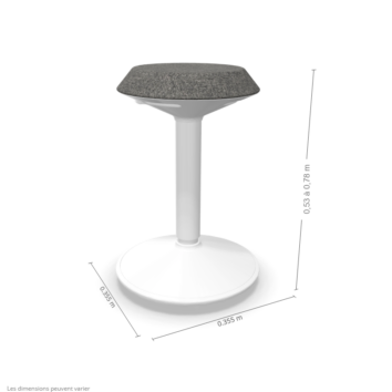 Dimensions Tabouret Gamme Élan - 35,5 x 35,5 cm - hauteur réglable 53-78 cm